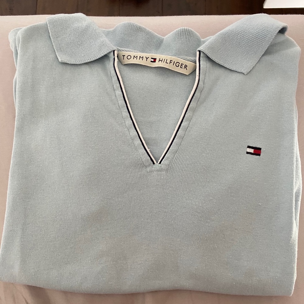 Cyan tommy hilfiger polo shirt